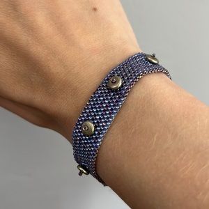 Handmade Blue Iridescent Seed Bead Bracelet